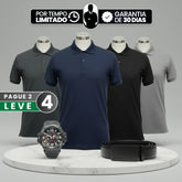 [Leve 4, Pague Só 2] Camisa Polo Masculina Drax de Manga Curta em Poliéster e Elastano com Forro Térmico + Relógio e Cinto GRÁTIS